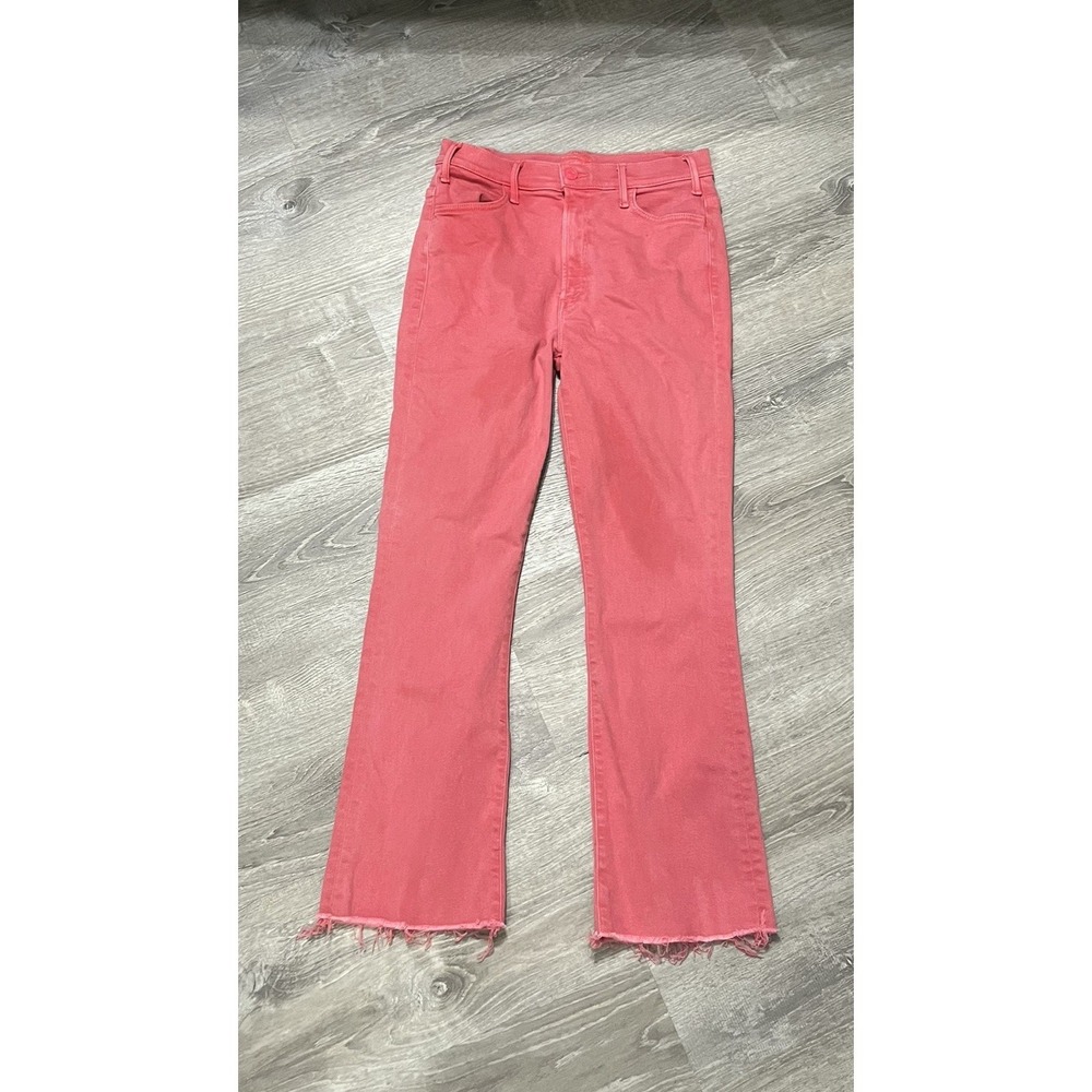 MOTHER Coral Pink Cropped Straight Jeans